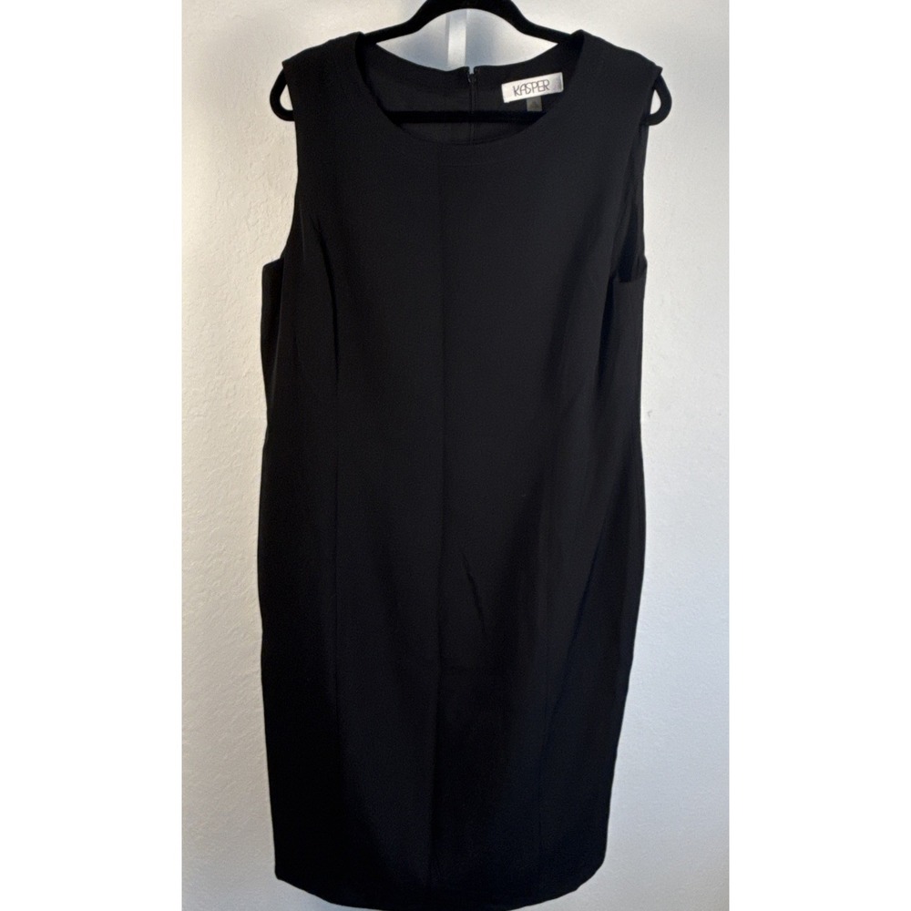 Kasper sheath dress women’s 16 black sleeveless Lined Professional Business